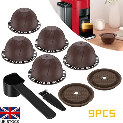 9x Reusable Capsules Coffee Machine Refillable Pod for Nespresso Vertuo Series - Image 1 of 4