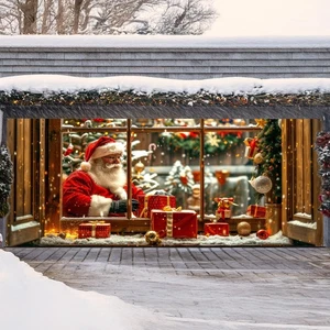 7 x 16 Ft Christmas Garage Door Decorations Outdoor, Large Santa Claus Gift B... - Picture 1 of 7