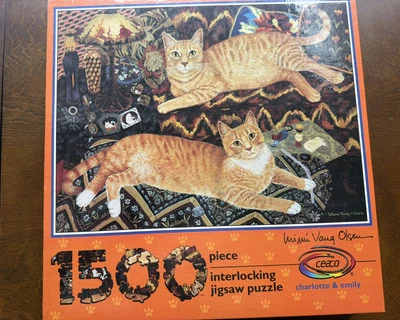 Quebra-cabeça vintage 1993 Ceaco 1500 peças gatos laranja - NOVO - Imagem 1 de 2