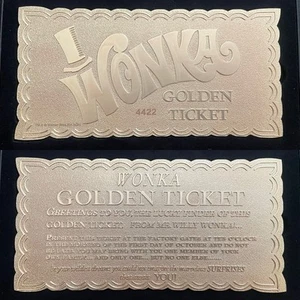 Willy Wonka Golden Ticket Metal Plaque Limited Edition Of 5000 Numbered w/stand - Picture 1 of 8