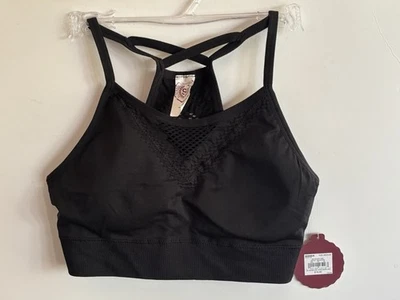 SO Size M Black Ore Open Work Seamless Wireless Unlined Pullover T-back Bralette - Image 1 of 4