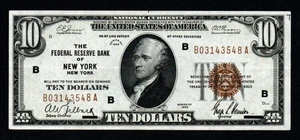 1929 $10 New York BEAUTIFUL AU Federal Reserve Bank Note! - Picture 1 of 2
