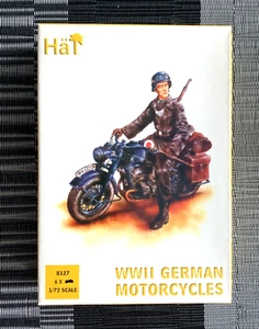 HAT 1/72 WW II GERMAN MOTORCYCLES SET ( 6 MOTORCYCLES & 21 FIGURES ) # 8127 NIB - Picture 1 of 12
