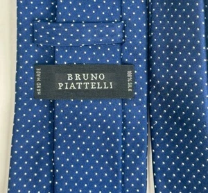 BRUNO PIATTELLI Herrenkrawatte 100 % Seide Designer geometrisch blau weiße Punkte gebraucht, in einwandfreiem Zustand - Bild 1 von 5