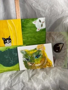 Bright Cat Friends Paintings - 5 pcs (Set) - Picture 1 of 18