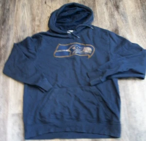 Majestic Seattle Seahawks Hoodie Sweatshirt Mens Medium Blue Long Sleeve Camo - Picture 1 of 5