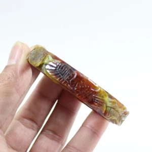 58mm Chinese Hand-carved Multi-color Jadeite Jade Gems Bangle Bracelet j6271 - Picture 1 of 11