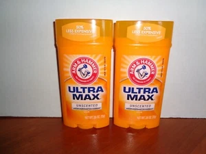 Lot 2 Arm & Hammer Ultramax Unscented Wide Antiperspirant Deodorant 2.6oz 08/26 - Picture 1 of 2