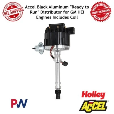 Accel Black Aluminum "Ready to Run" Distributor for GM HEI Engines Includes Coil - Image 1 of 4