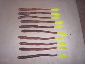 Manns 6" Jelly Worm Bass Fishing Lure 10-Pk Brown Earth Worm Lure Discontinued - Picture 1 of 6