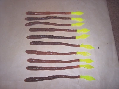 Manns 6" Jelly Worm Bass Fishing Lure 10-Pk Brown Earth Worm Lure Discontinued - Image 1 of 4