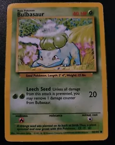 Bulbasaur 1999 Pokemon TCG Base Set #44/102 *Back Damaged* - Picture 1 of 8