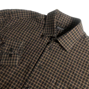 St. Croix XL Brown Plaid Long Sleeve 100% Cotton Casual Shirt 100% Cotton - Picture 1 of 6