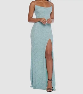 B DARLIN Womens Green Sleeveless Full-Length Prom Dress Size L - Picture 1 of 2