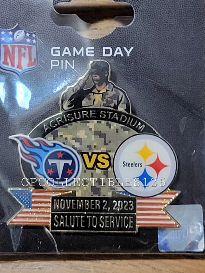 Prendedor del día del juego Tennessee Titans VS Pittsburgh Steelers 02/11/2023 NUEVO militar Foto 1 de 1