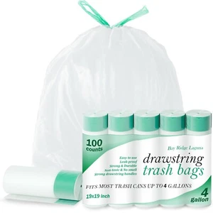 Bay Ridge Laguna 4 Gallon/100pcs Small Trash Bags, Drawstring Small Garbage Bags - Picture 1 of 12