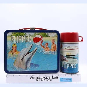 Fiambrera metálica Flipper 1966 King-Seeley Thermos Co vintage con termo - Imagen 1 de 6