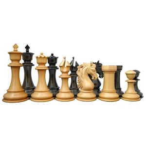 Pièces d'échecs de luxe Staunton Heritage Series 4,4 pouces en bois d'ébène et buis - Photo 1/11
