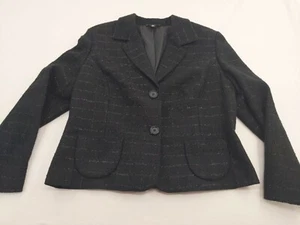 Briggs New York schwarzes Sakko Blazer Cropped Noppengewebe Gr. 16 zwei Knöpfe - Bild 1 von 12