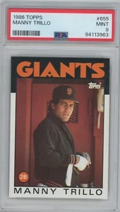1986 Topps #655 Manny Trillo PSA 9 Giants - Picture 1 of 2