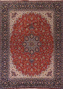 Living Room Turkish Floral Red 9x12 ft Area Rug Soft Pile Carpet - Picture 1 of 18