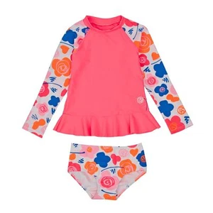 SEAFOLLY GIRLS VINTAGE POP SUNVEST LONG SLEEVE SWIM SET PINK MULTI SZ 5 NEW! $64 - Picture 1 of 2