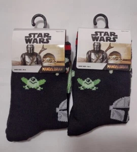 Madalorian Baby Yoda Crew Socks NEW 2 Pair Child Shoe Size 10-4 Star Wars - Picture 1 of 4