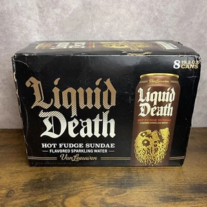 Liquid Death Van Leeuwen Hot Fudge Sundae Sparkling Water 19.2oz 8x Cans IN HAND - Picture 1 of 5