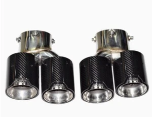 2X For BMW G20 G21 G28 G22 G26 G42 Silver CARBON FIBRE QUAD EXHAUST TIPS M340i - Picture 1 of 5