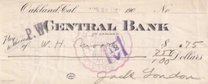 Jack London-RARE Signed Bank Check from 1904 - Picture 1 of 1