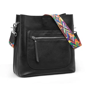 Genuine Leather Crossbody Bucket Bag for Women Shoulder Purse Handbags Zipper... - Picture 1 of 7
