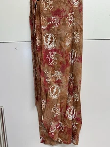 Grateful Dead Wrap Skirt. Batik Made In Bali. Orange/Red With White Symbols. - Picture 1 of 1