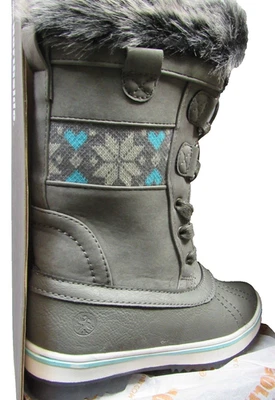 NORTHSIDE Niñas Pequeñas Talla 11 Gris Con Cordones Invierno Botas de Nieve Impermeables Aisladas Foto 1 de 4