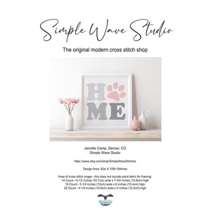 Home Puppy Dog Paw Saying Quote Phrase Counted Cross Stitch Pattern KIT - Picture 1 of 6