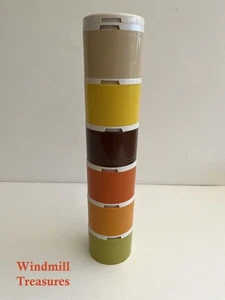 TUPPERWARE 6 VINTAGE STACKING SPICE HERB SHAKERS HARVEST COLOURS - FAB CONDITION - Picture 1 of 6