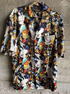 Camisa de seda Nicole Miller Absolute 1994 vodka talla pequeña ~ edición limitada ~ rara Foto 1 de 4