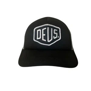 Deus Ex Machina Cap Men's Trucker Mesh Hat Black White Gray Snapback Classic EUC - Picture 1 of 10