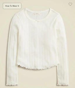 J.Crew Crewcuts Girls Long-Sleeve Pointelle-Knit T-shirt Size Small 6-7 CD384 - Picture 1 of 5