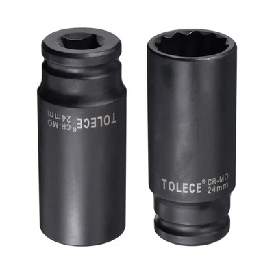 1/2-Inch Drive 24mm 12-Point Deep Impact Socket CR-MO Steel Black - Image 1 of 4