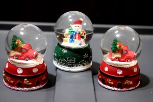 Holiday Style Snow Globe Mini LOTS of 3 - Christmas Tree Truck (2) & Santa NEW! - Picture 1 of 2