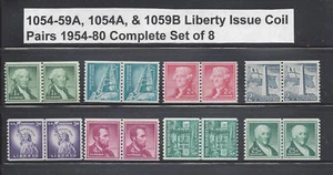US Scott #1054-1059A, 1054b, & 1059A / Regular Liberty Issue Coil Pairs MNH  - Picture 1 of 1