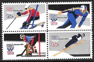 Stamps USA 1980 Winter Olympics Lake Placid block of 4 se-tenant MNH SG1778-1781 - Picture 1 of 2