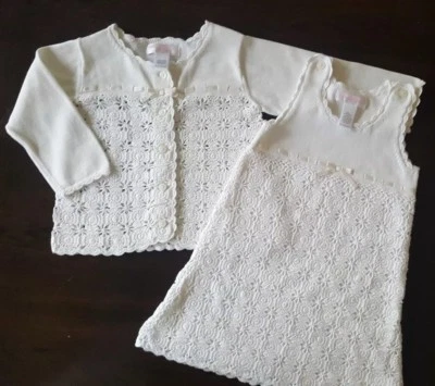Janie and jack 12 18 M layette 2007 RaRe crochet dress & cardigan ♡ RaRe ☆ - Image 1 of 4