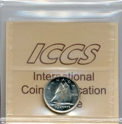 1948 Canada 10 Cents - Choice Uncirculated, ICCS MS 64 - Image 1 of 2