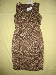 Robe légère rayonne lin abstrait marron Banana Republic neuve avec étiquette 0 vintage - Photo 1/5