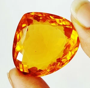 60.52 Ct Yellow Citrine Loose Gemstone Certified Unheated Heart Pear Cut Gem - Picture 1 of 5