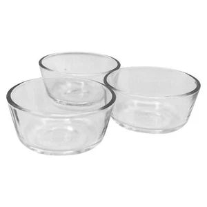 Anchor Hocking Fire King Clear Glass Bowl Cup #434 6 oz Jello Ramekins Set of 3 - Picture 1 of 9