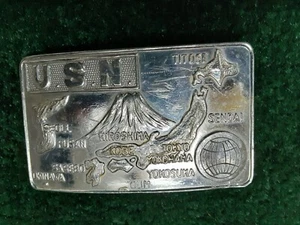 Vintage U.S. NAVY WW2 Belt Buckle Featuring Japan and Area Cities & Countries - Picture 1 of 6