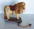 WESS-N-WANBERS CRAFTED WOODEN HORSE/PONY ON WHEELED BASE WITH PULL STRING