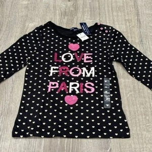 New Gap Kids Shirt Hearts Love From Paris S 6-7 OC15 - Picture 1 of 2